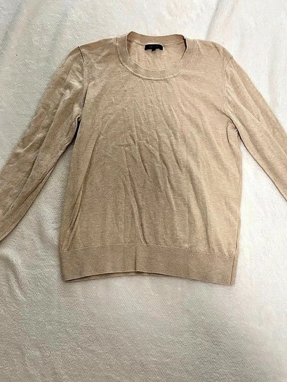 Quince Lightweight Cotton Cashmere Crew Sweater Beige Medium